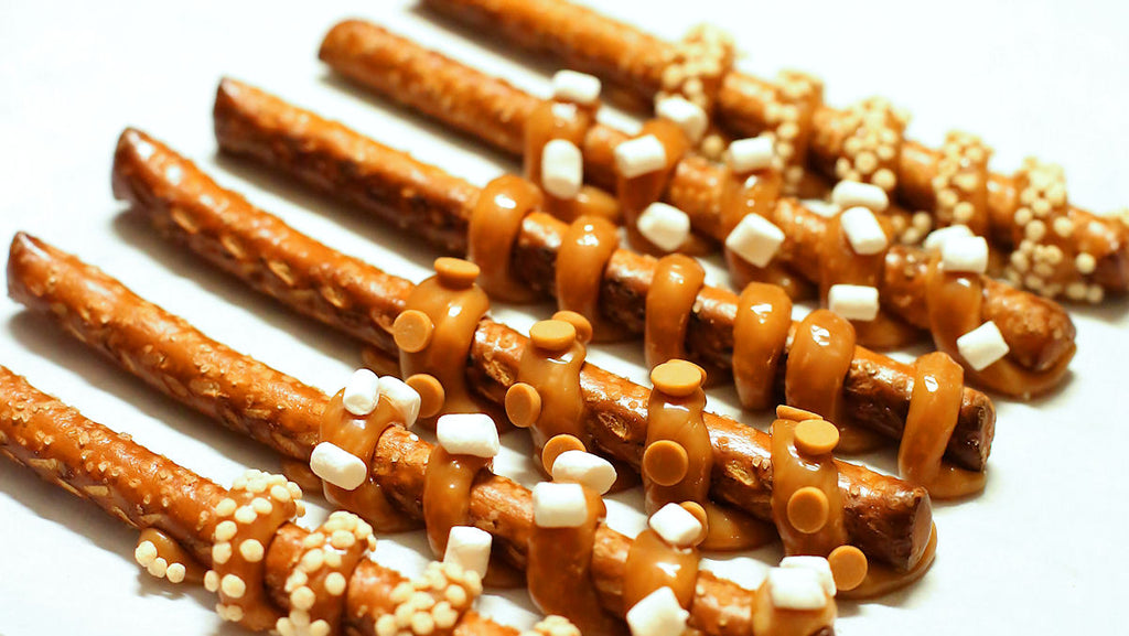 loaded caramel chocolate pretzels