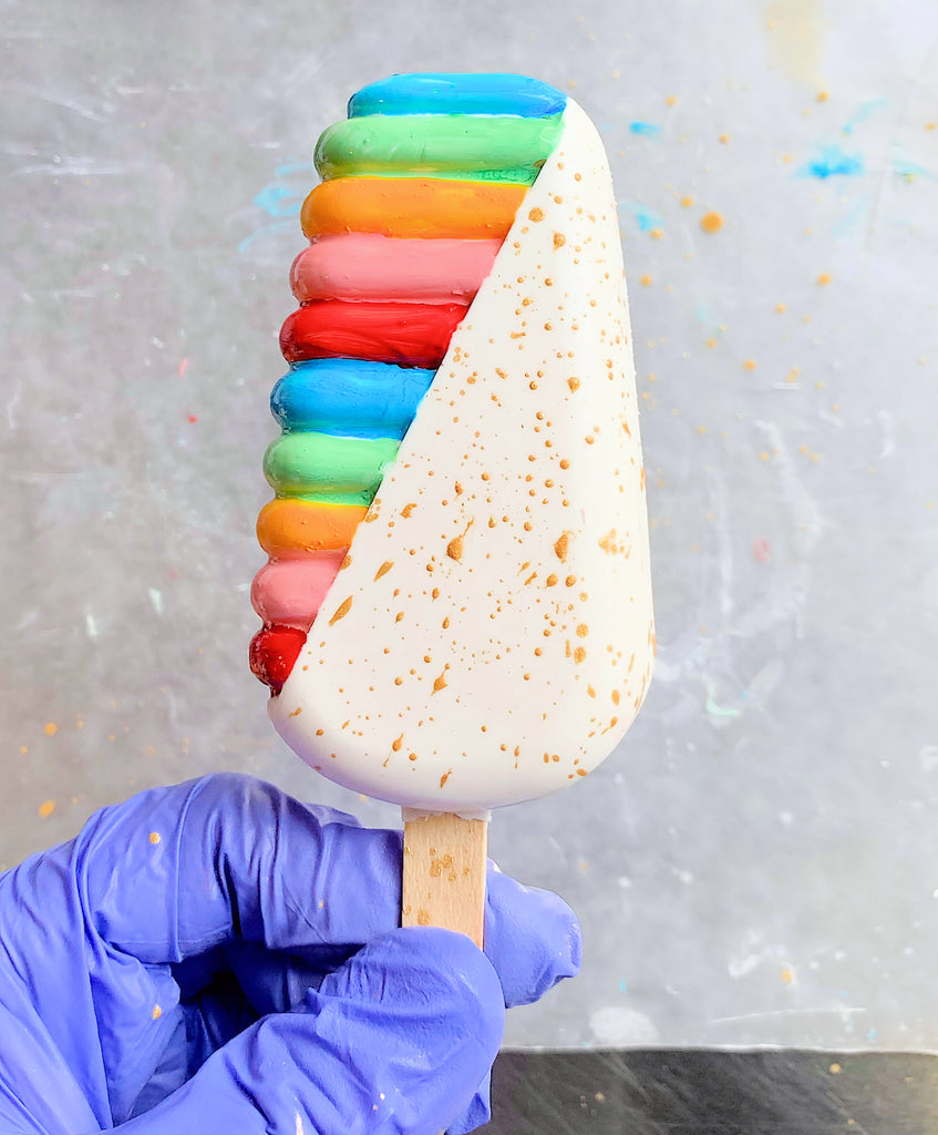 Rainbow Cakesicles Tutorial + Hip Hip Hooray Party Table | www.bakerspartyshop.com