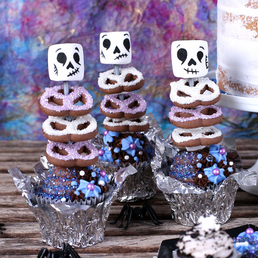 Edible Skeleton Cupcake Toppers | www.bakerspartyshop.com