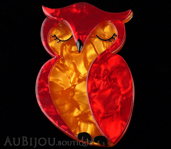 Erstwilder Bird Pin Brooch Olive Owl Red Orange Gallery