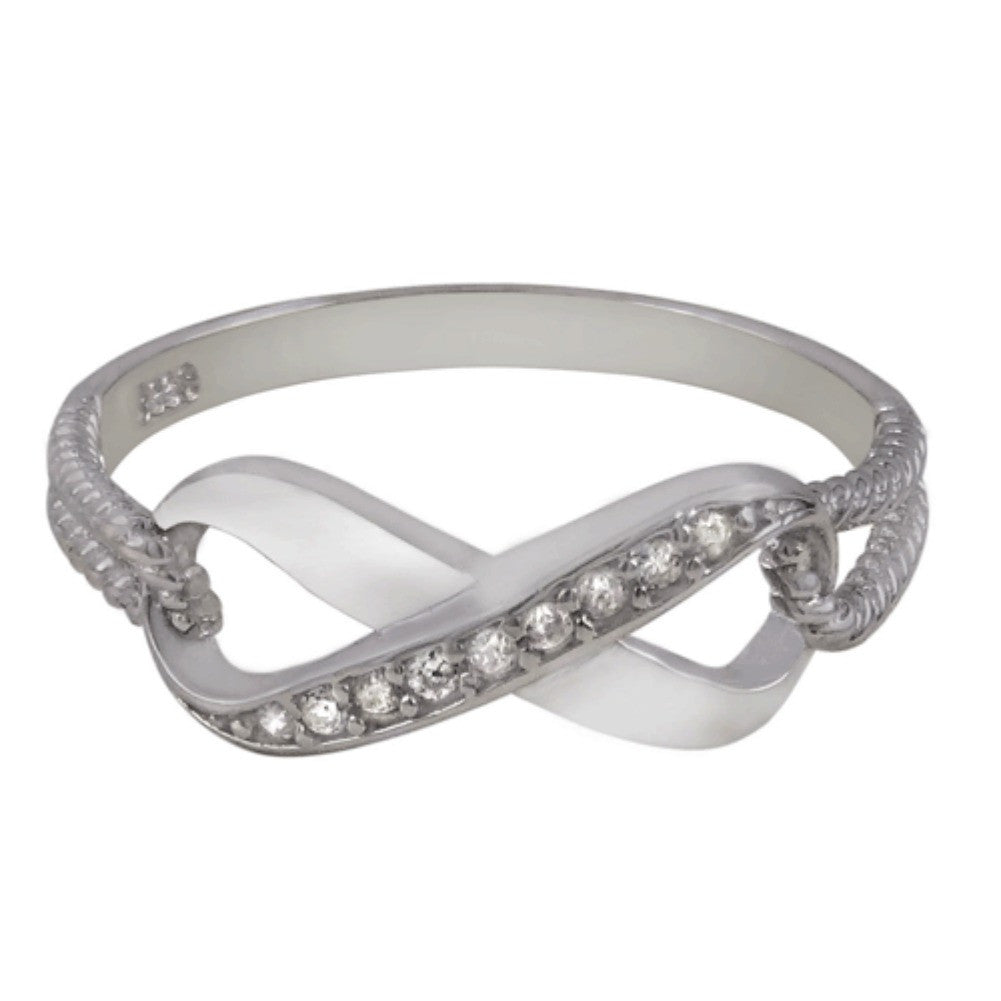 925 Sterling Silver Infinity CZ Ring Size 4 5 6 7 8 9 with Rope Band