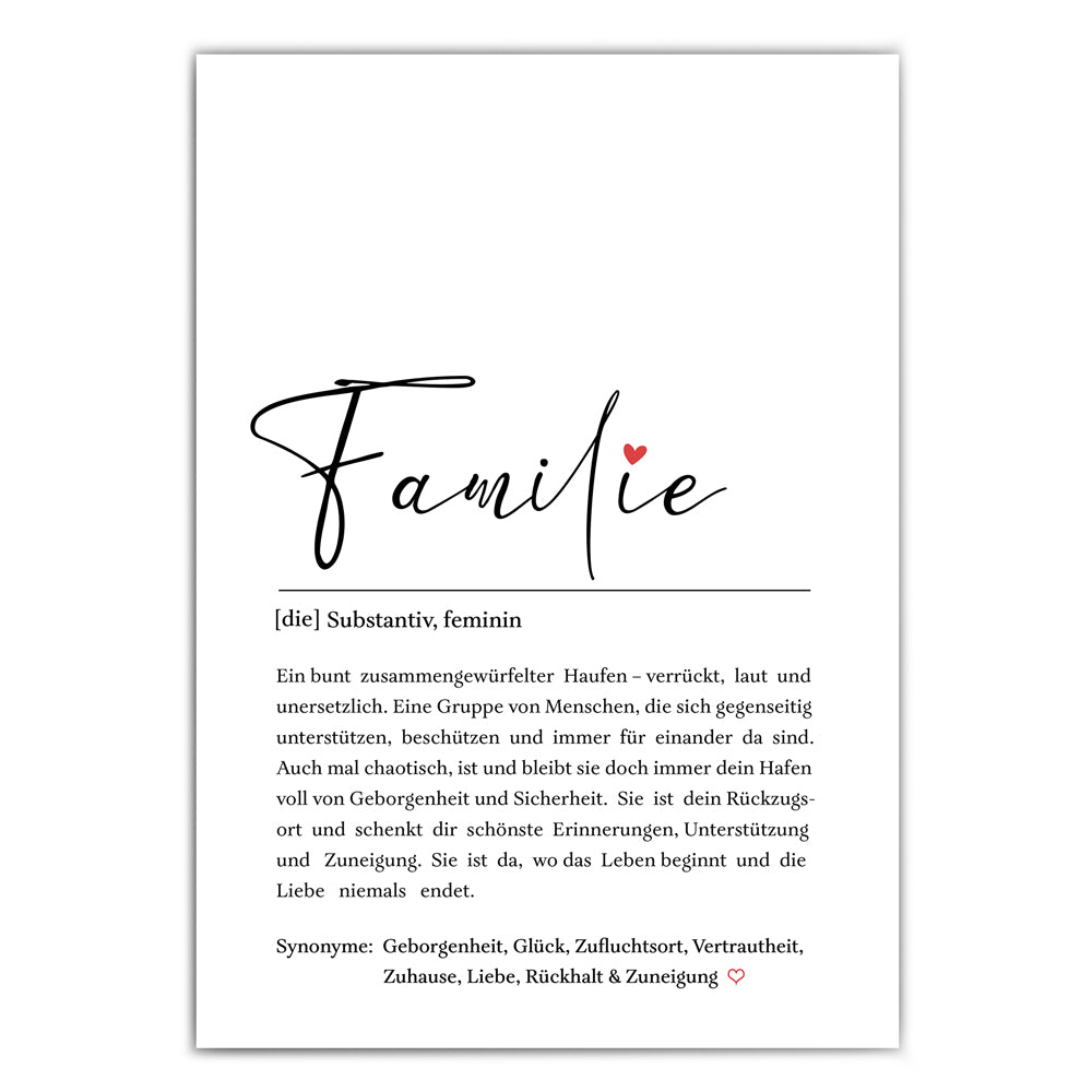 Familie Definition Poster Familienposter Geschenk Mama & Papa