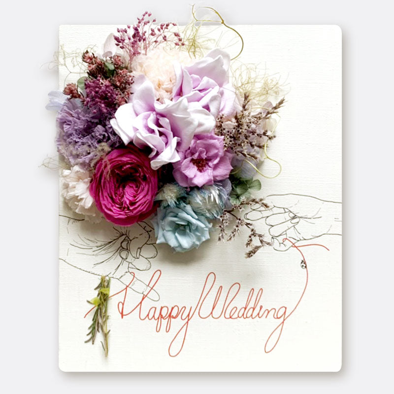 レターフラワー（HAPPY WEDDING / クチナシ ミックスカラーブーケ）F3号 – パコスフラワー