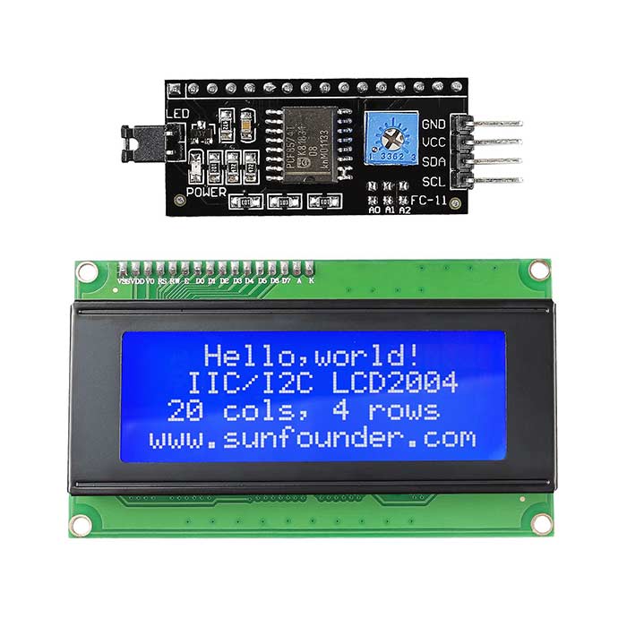 Yellow IIC/I2C/TWI/SP​​I Serial Interface 2004 20X4 Character LCD Modul 2004 