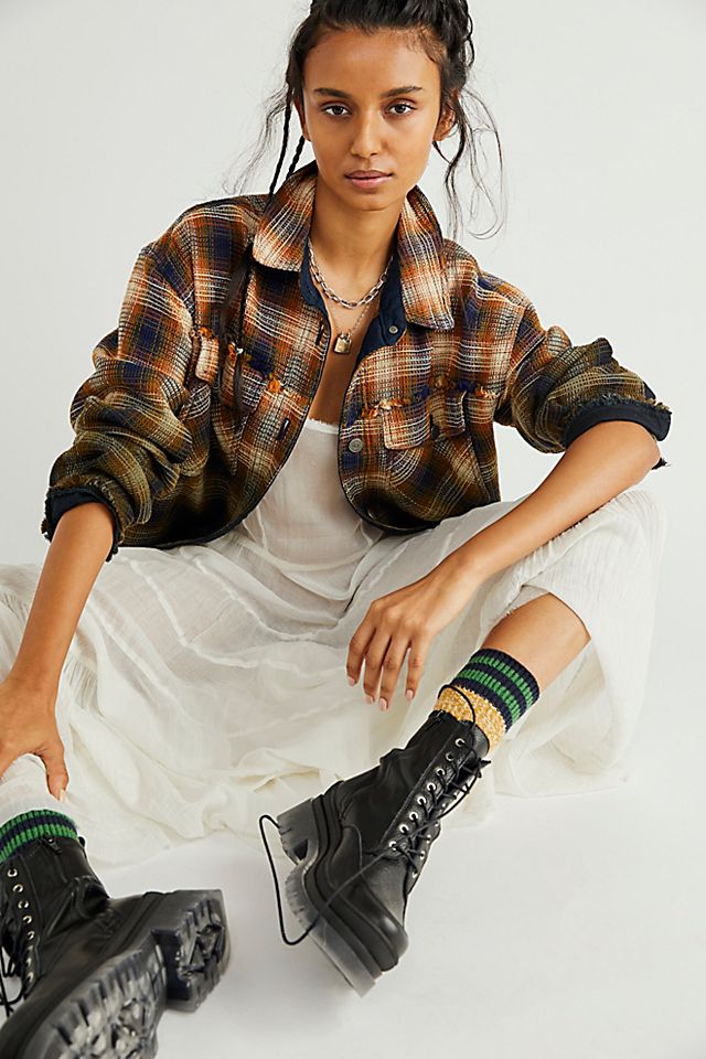 free people plaid shirt jacket