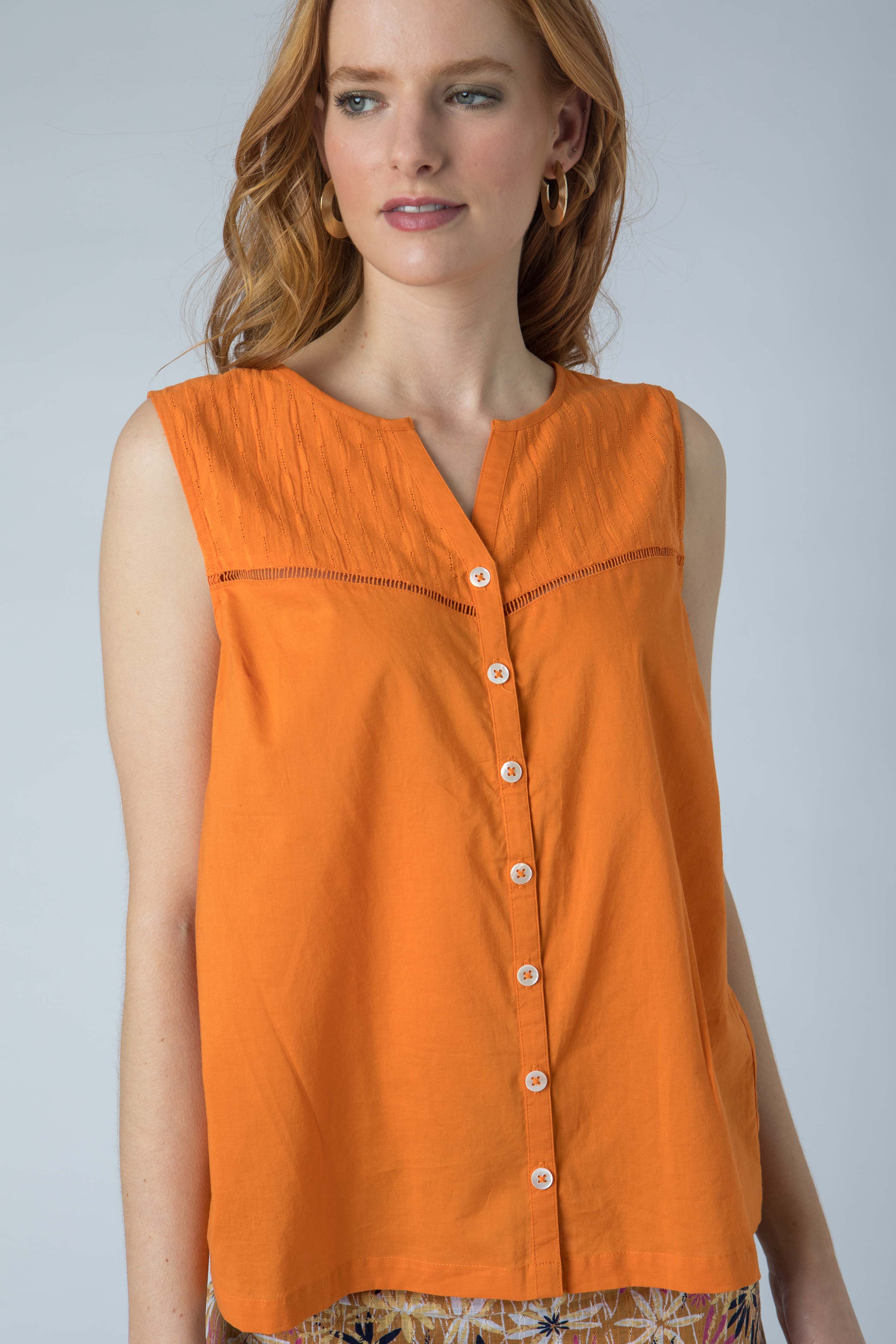 Dobby Yoke Woven Vest in Orange, Orange / 16