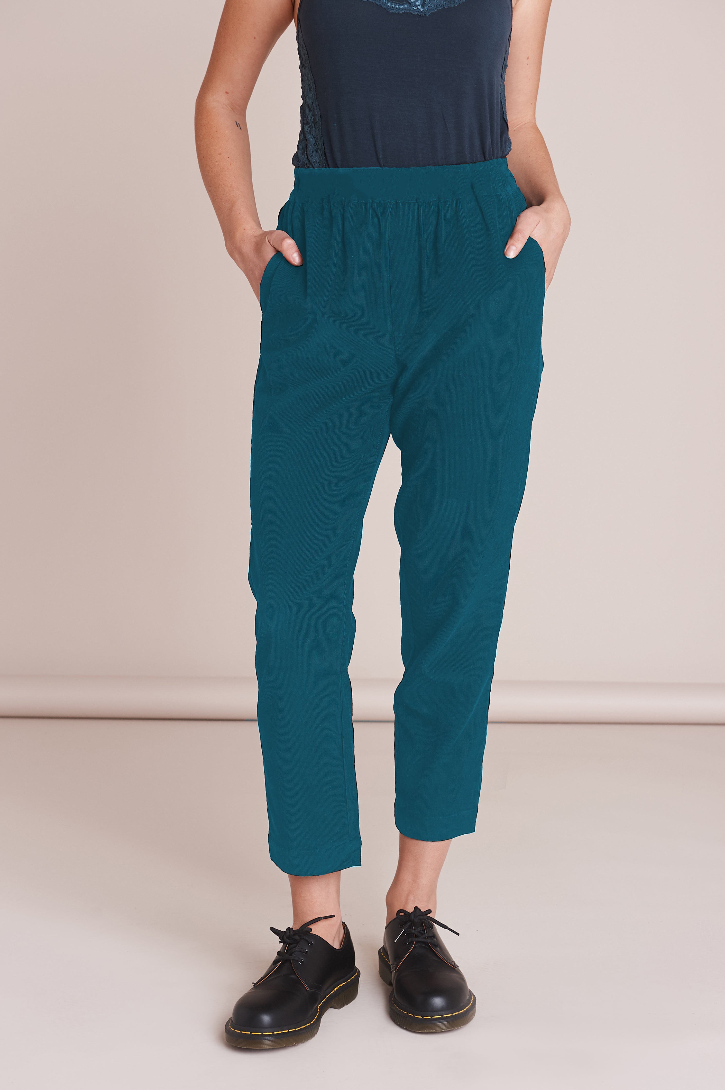 Pretty Pull On Cord Trouser in Ocean Depths, Ocean Depths / 10