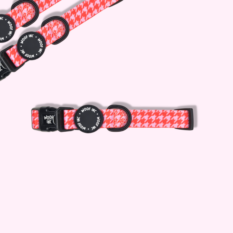 Red / Pink Houndstooth Collar