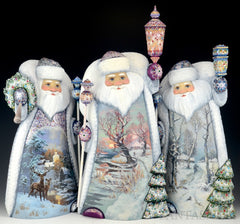 Beautiful new Santas - 3 Russian woodcarvings