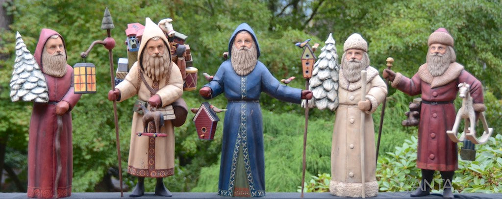 Ed Pribyl hand carved wooden Santa Claus figures