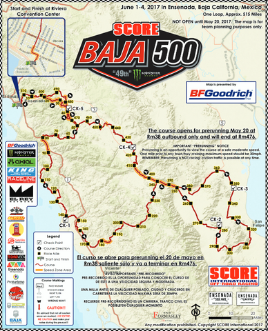 2017 Baja 500 Course Map