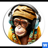 Acrylglasbild Affe Mit Kopfhoerern Brille Rund Motivvorschau