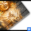 Acrylglasbild Buddha Golden Splash Quadrat Materialbild