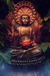 Acrylglasbild Buddha Lotusbluete Rund Crop