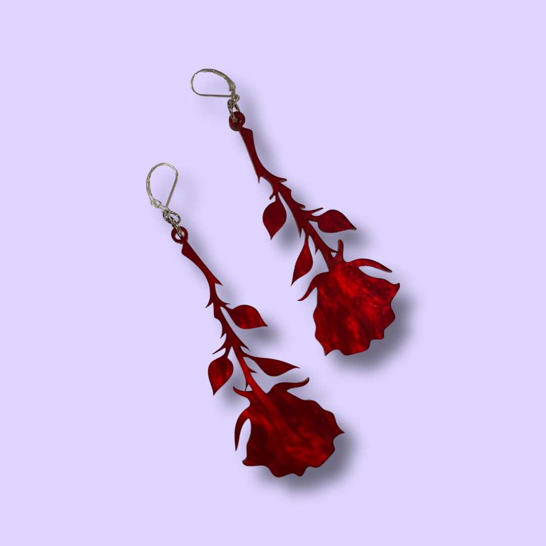 hanging rose earrings