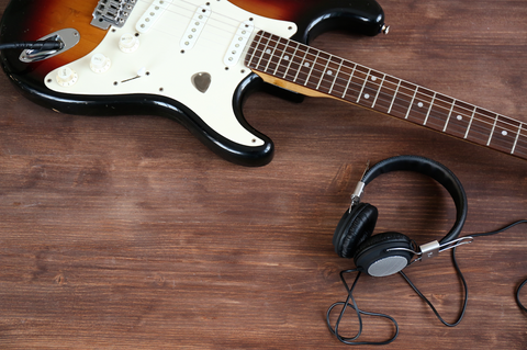 Guitar with Headphones