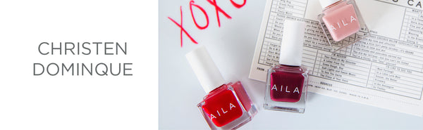 vegan Valentine's day nail polish collection in red, pink, and purple, 100% cruelty-free