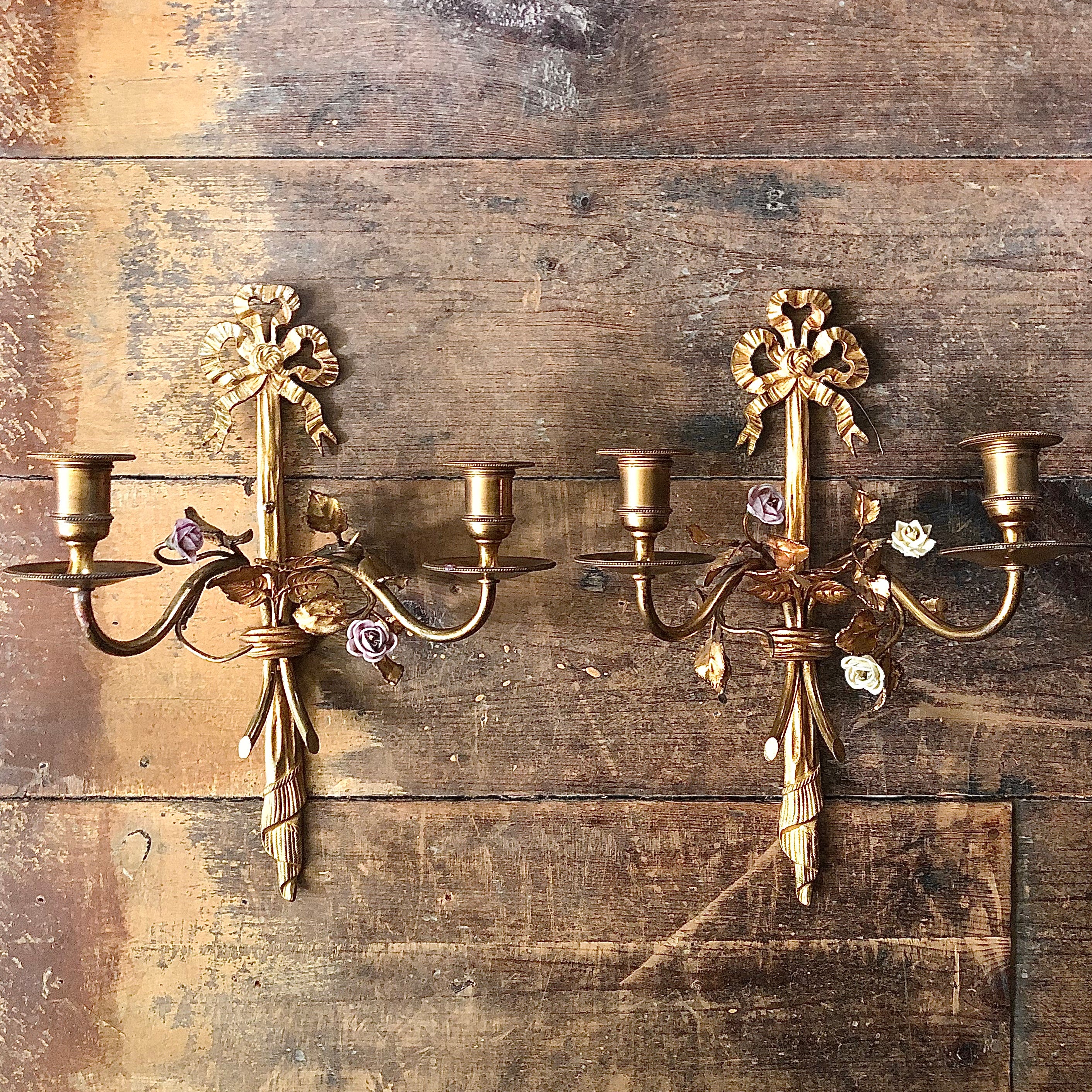 Pair of Antique Brass French Candle Sconces – Sarah Church