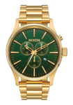 Nixon Sentry Chrono Gold Green Sunray Watch - A386 2691-00