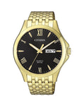 Citizen Mens Black Dial With Gold Plated Watch - BF2022-55H