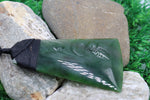New Zealand Greenstone Polished Engraved Toki
