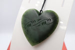 New Zealand Greenstone Engraved Matt Heart