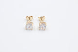 9ct Gold Set CZ Earrings 6mm round Stone