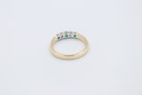9ct Gold Genuine Emerald & Diamond 5 stone ring