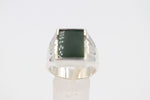 Stg Silver Heavy Mens Ring with Greenstone