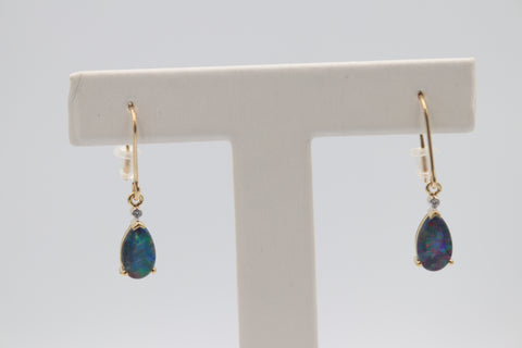 9ct Gold Setting with Australian Opal Drop Earrings