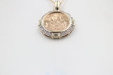22ct Gold Full Sovereign Set in Solid 9ct Gold and Diamonds 1978