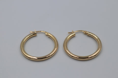 9ct Gold Plain Hoop Earrings 20mm