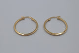 9ct Gold Plain Square Tube Hoop Earrings 20mm