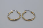 9ct Gold Two Tone Hoop Earrings 20mm