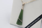 New Zealand Greenstone  Drop with Stg silver setting