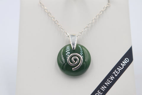 New Zealand Greenstone  Set with Stg silver