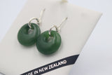 Stg Silver set New Zealand Greenstone Drop Earrings