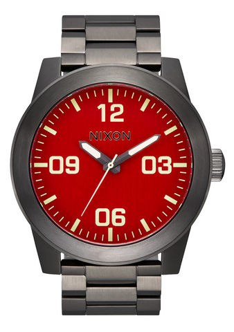 Nixon Corporal Stainless Steel Red/Gunmetal Watch - A346 2100-00