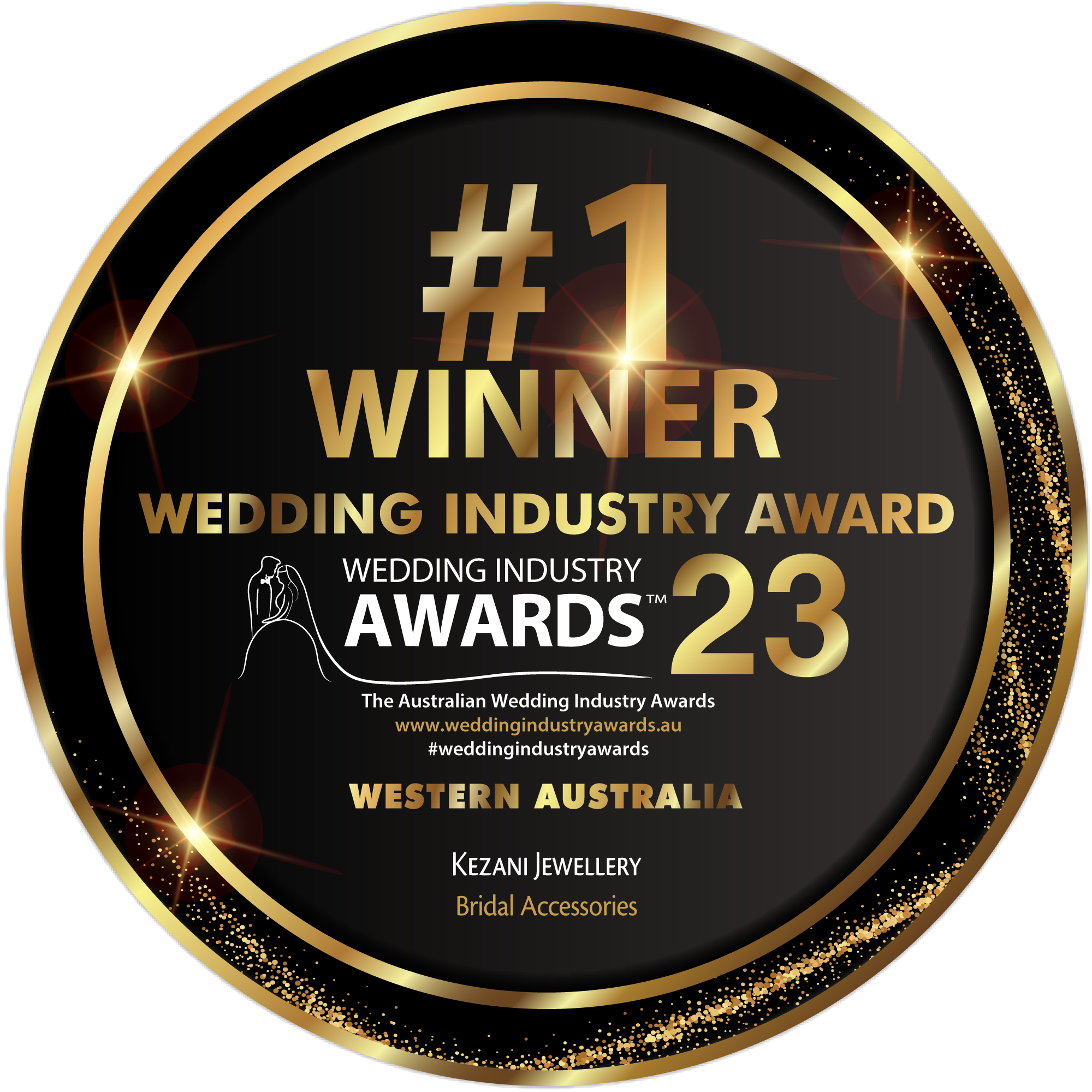 This is an Award from Wedding Industry Award to Kezani Jewellery as the winner of 2023 for Bridal Accessories