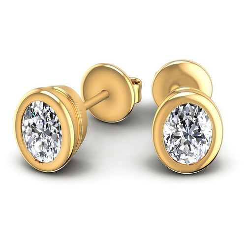 Oval Diamonds 1.00CT Stud Earrings in 14KT Yellow Gold
