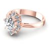 Oval And Princess And Round Cut Diamonds Halo Ring in 18KT Rose Gold