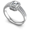 Round and Emerald Diamonds 0.65CT Halo Ring in 14KT White Gold