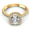 Round and Cushion Diamonds 0.75CT Halo Ring in 14KT Yellow Gold