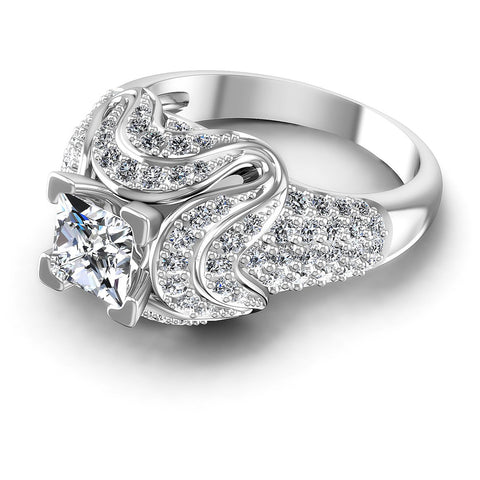 1.30CT Princess And Round  Cut Diamonds Engagement Rings