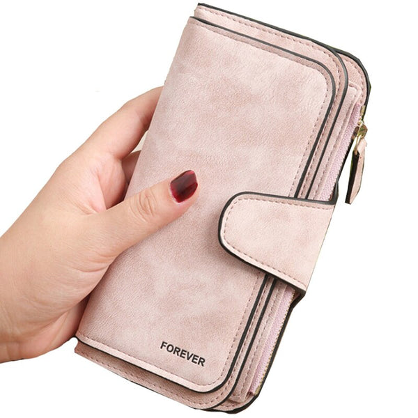 Wallet Brand Coin Purse Scrub Leather Women Wallet Money Phone Bag Female Snap Card Holder Ladies Long Clutch Carteira Feminina