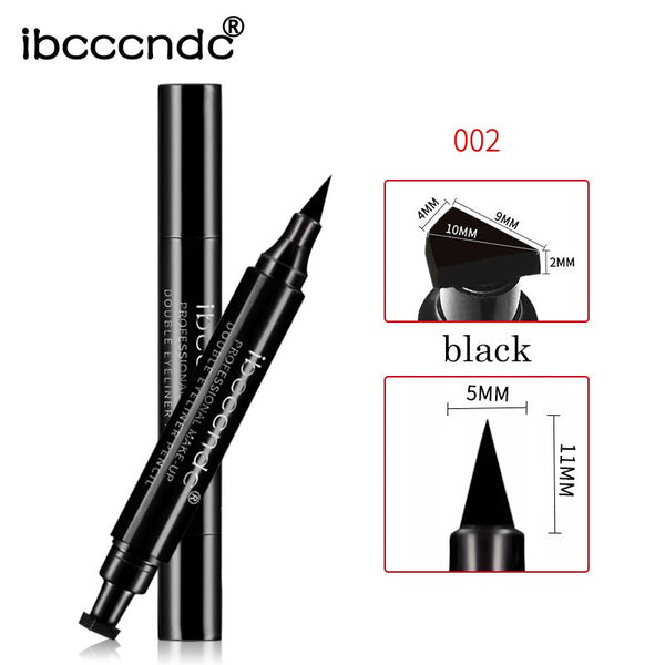 IBCCCNDC Brand Makeup Black Eye Liner Liquid Pencil Quick Dry Waterproof Black Double-ended Makeup Stamps Wing Eyeliner Pencil