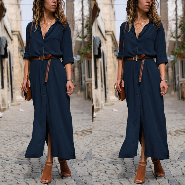 Women Summer V Neck Boho Party Beach Dress Woman Solid  Color Long Maxi Dresses Ladies Holiday Casual Sundress Female Clothes
