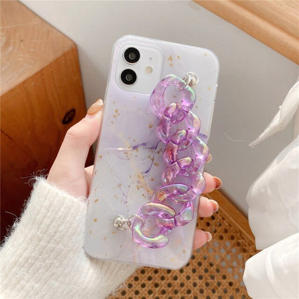 Purple Bracelet Marble Texture Phone Case for iPhone