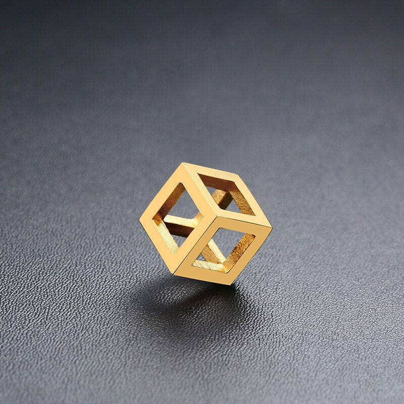 Vnox Retro Hollow Cube Pendant for Men Stainless Steel Square Vintage Necklace Punk Geometric Collier 24" Chain