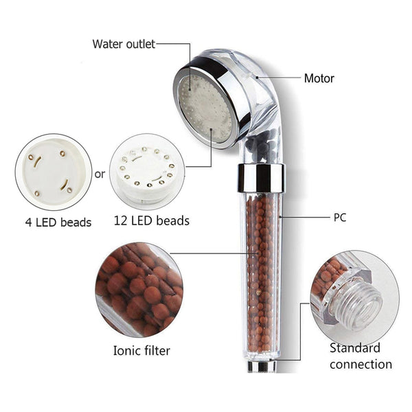 Bathroom 3/7 Color Changing LED Shower Head Temperature Sensor